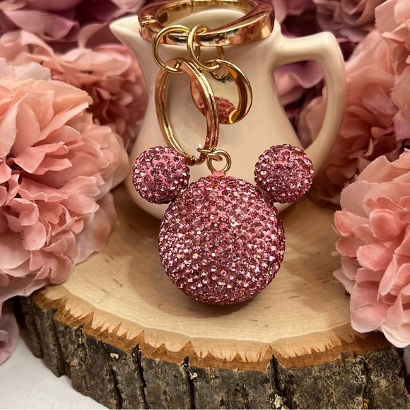 Accessories - Chic Pink Crystal Mickey Mouse Keychain Charm
